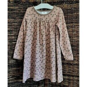 Hanna Andersson 100% Cotton Babydoll Floral Dress Girl's 5 110 Mauve Pink Soft